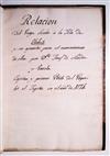 TRAVEL  TAHITI.  Andia y Varela, José. Relacion del Viage hecho a la Isla de Otahiti.  Manuscript in Spanish on paper.  Circa 1800?